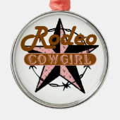 Rodeo Cowgirl Weihnachtsdekoration Silbernes Ornament (Vorne)