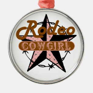Rodeo Cowgirl Weihnachtsdekoration Silbernes Ornament