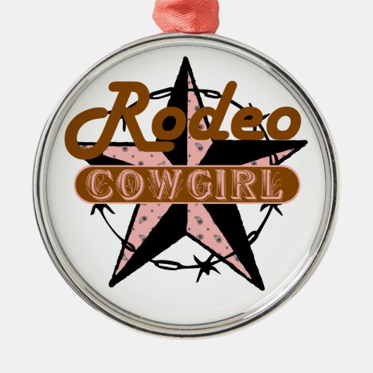 Rodeo Cowgirl Weihnachtsdekoration Silbernes Ornament (Vorne)