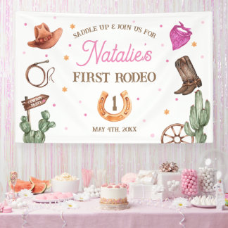 Rodeo Cowgirl western Birthday Party Banner