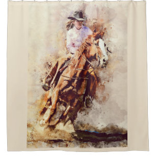 Rodeo-Cowgirlreitpferdeduschvorhang Duschvorhang