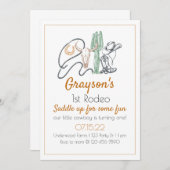 Rodeo, Erster Rodeo Geburtstag, Cowboy Geburtstag, Einladung (Vorne/Hinten)