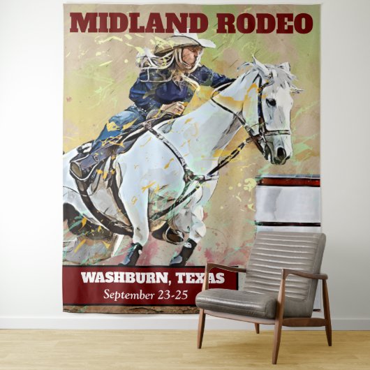 Rodeo-Fass-Rennen hängend Tapisserie Wandteppich (Beispiel)