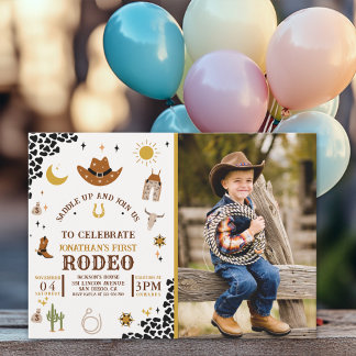 Rodeo First Birthday, Photo Cowboy Birthday Boy Einladung