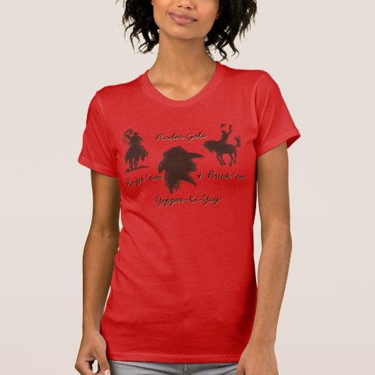 Rodeo-Gals und Pferde, heiß bis trot T-Shirt (Vorderseite)