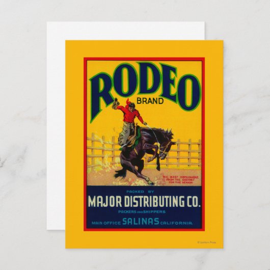 Rodeo Gemüse LabelSalinas, CA Postkarte (Vorne/Hinten)