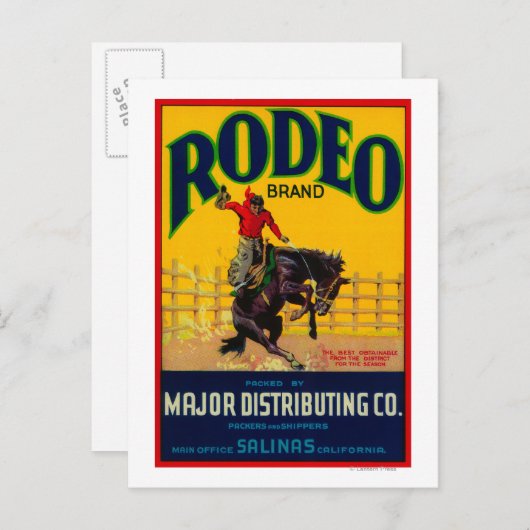 Rodeo Gemüse LabelSalinas, CA Postkarte (Vorne/Hinten)