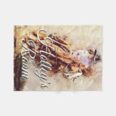 Rodeo Girl on Horse Malerei Personalisiert Fleecedecke (Vorderseite (Horizontal))