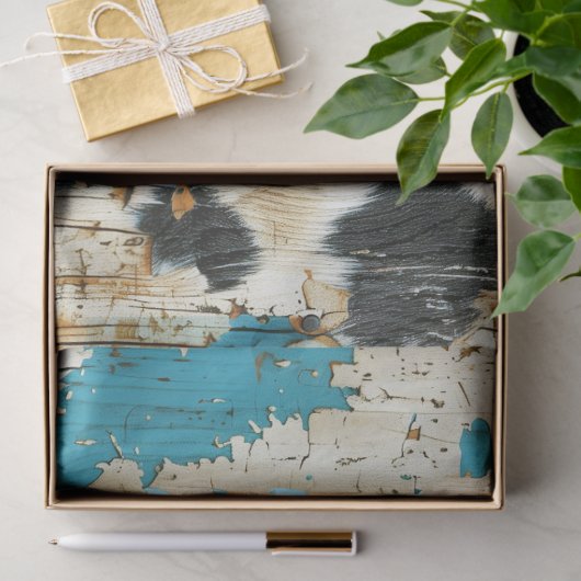 Rodeo Glam Türkis Cowhide Print Decoupage Seidenpapier (Geschenk)