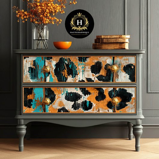 Rodeo Glam Turquoise Leopard Print Decoupage Seidenpapier