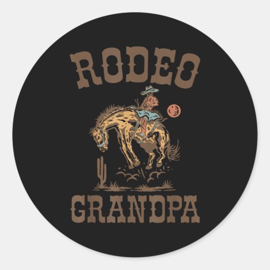 Rodeo Grandpa Cowboy Cowgirl Birthday Family Match Runder Aufkleber (Vorderseite)
