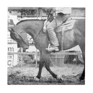 Rodeo Horse Warm-up Schwarz-Weiß Fliese