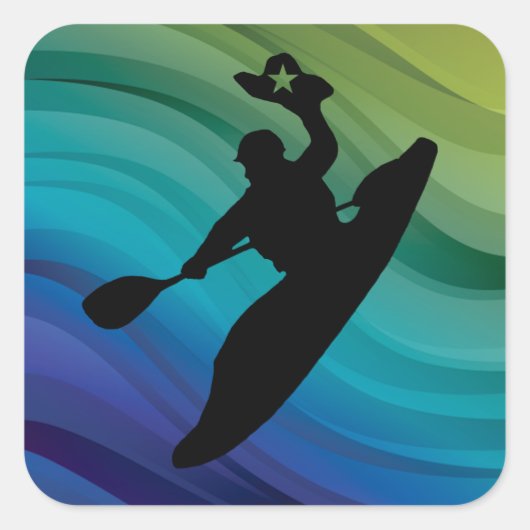 Rodeo Kayak Quadratischer Aufkleber (Vorderseite)