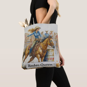 Rodeo-Königin-Barrel-Racing-Cowgirl-Wasserfarben-T Tasche
