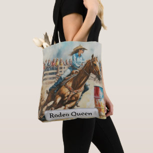 Rodeo-Königin-Barrel-Racing-Cowgirl-Wasserfarben-T Tasche