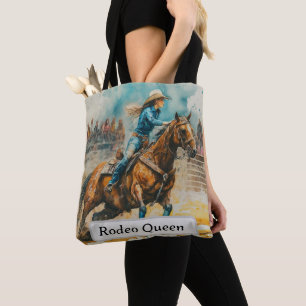 Rodeo-Königin-Barrel-Racing-Cowgirl-Wasserfarben-T Tasche