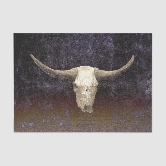 Rodeo Lila Brown Art Textur Rustikaler Bull Skull Seidenpapier (Vorderseite)