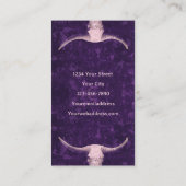 Rodeo Lila Western Tattoo Shop Rustikales Bull Sku Visitenkarte (Rückseite)