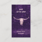 Rodeo Lila Western Tattoo Shop Rustikales Bull Sku Visitenkarte (Vorderseite)