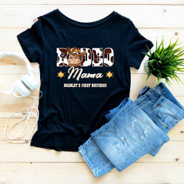 Rodeo Mama Cowboy Kuh Muster Geburtstag passend T-Shirt