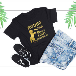 Rodeo Mama Erstes Rodeo Party Goldpferd Geburtstag T-Shirt