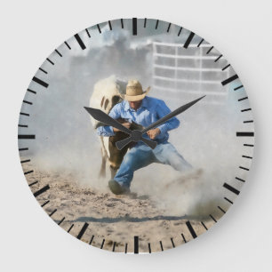 Rodeo-Ochsen-Ringkampf-Wettbewerb Western Große Wanduhr