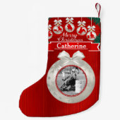 Rodeo-Ornamente auf dem Strumpf "Red Custom Foto" Kleiner Weihnachtsstrumpf (Rückseite)