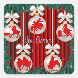 Rodeo-Ornamente auf den Aufklebern für rote Feiert Quadratischer Aufkleber