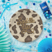 Rodeo-Party Rodeo-Western auf brauner Kuh satteln Pappteller (Party)