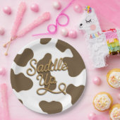 Rodeo-Party Rodeo-Western auf brauner Kuh satteln Pappteller (Party)