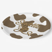 Rodeo-Party Rodeo-Western auf brauner Kuh satteln Pappteller (Schrägansicht)