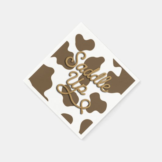 Rodeo-Party Rodeo-Western auf brauner Kuh satteln Serviette (Ecke)