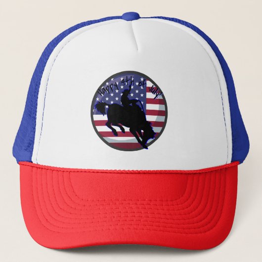 Rodeo Patriotic Bronc-Fahrer Truckerkappe (Vorderseite)