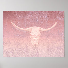 Rodeo Pink Art Textur Rustikale Bull Skull Poster