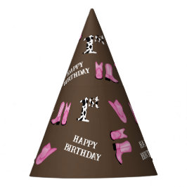 Rodeo Pink und Brown glücklich Geburtstag Partyhütchen