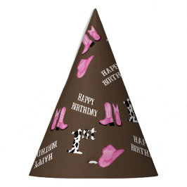 Rodeo Pink und Brown glücklich Geburtstag Partyhütchen
