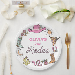 Rodeo Pink Western Cowboy Birthday Pappteller