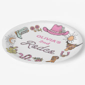 Rodeo Pink Western Cowboy Birthday Pappteller (Schrägansicht)