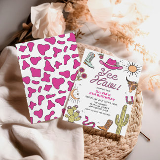 Rodeo Pink Western Geburtstag Einladung