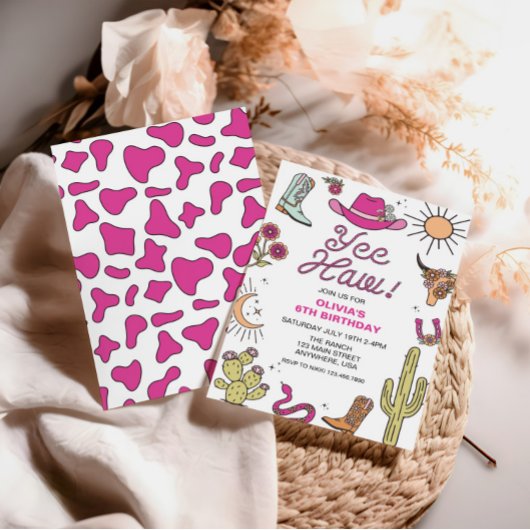 Rodeo Pink Western Geburtstag Einladung