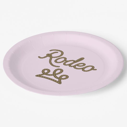 Rodeo Princess Country Western Tiara Crown Pink Pappteller (Schrägansicht)