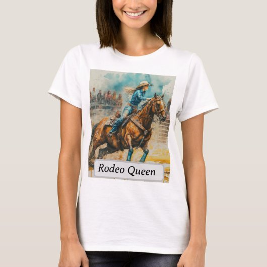 Rodeo Queen Barrel Racing Cowgirl Watercolor T-Shirt (Vorderseite)