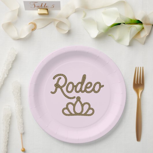 Rodeo Queen Country Western Tiara Crown Pink Pappteller (Hochzeit)