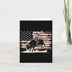 Rodeo Reiter Bulle Patriotischer Cowboy Usa-Flagge Karte