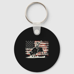 Rodeo Reiter Stier Patriotischer Cowboy Usa-Flagge Schlüsselanhänger