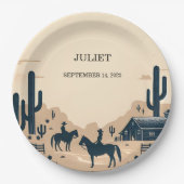 Rodeo Retro Rustikales Western Brautparty Pappteller (Vorderseite)