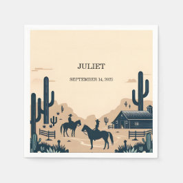 Rodeo Retro Rustikales Western Brautparty Serviette