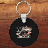 Rodeo Rider Bull Patriotic Cowboy Usa Flag Schlüsselanhänger (Vorderseite)