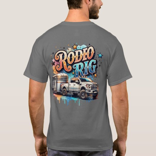 Rodeo Rig LKW und Pferdeanhänger T-Shirt (Rückseite)