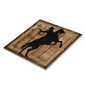 Rodeo Roping Cowboy Horse Silhouette Fliese (Seite)